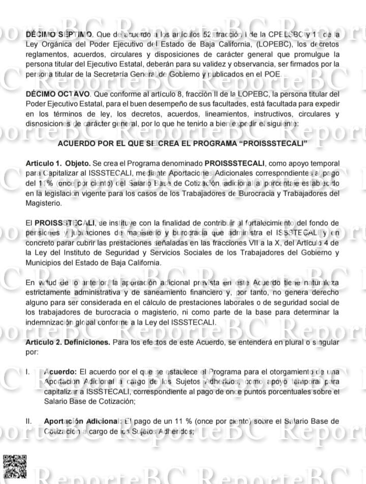 La vigencia del ProIssstecali no puede ir más allá de la actual administración