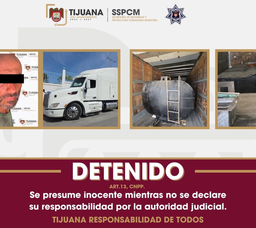 Aseguran tractocamión con 5 mil litros de presunto combustible ilícito en Tijuana; hay un detenido
