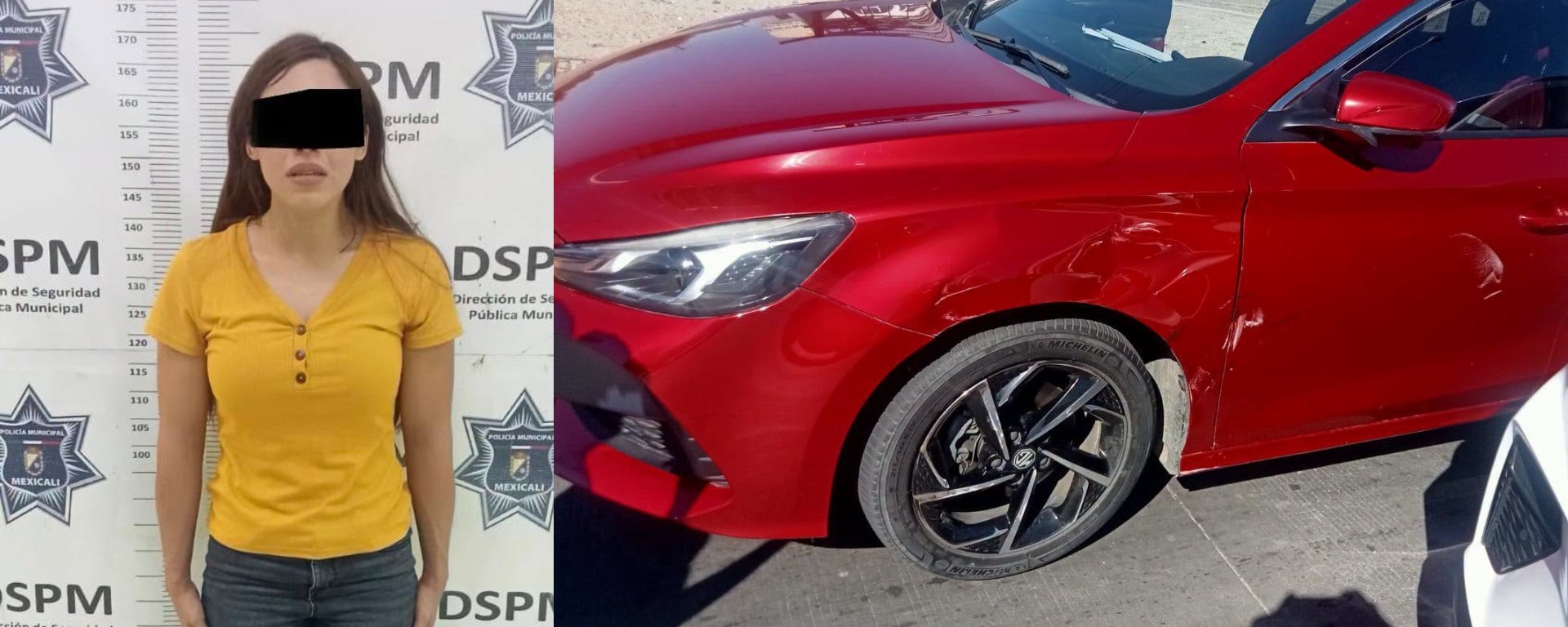 Detienen a mujer por chocar intencionalmente el automóvil de su expareja en Mexicali