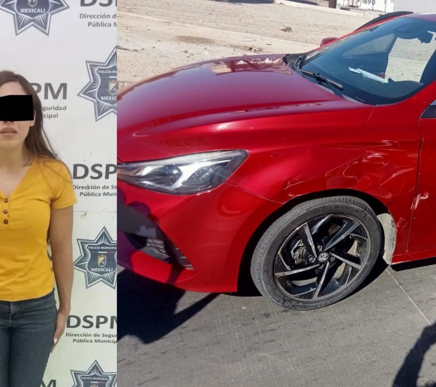Detienen a mujer por chocar intencionalmente el automóvil de su expareja en Mexicali